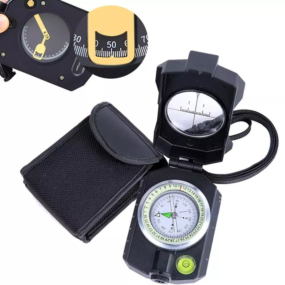 Multifunctional Military Aiming Navigation Compass with Inclinometer and Carrying Pouch