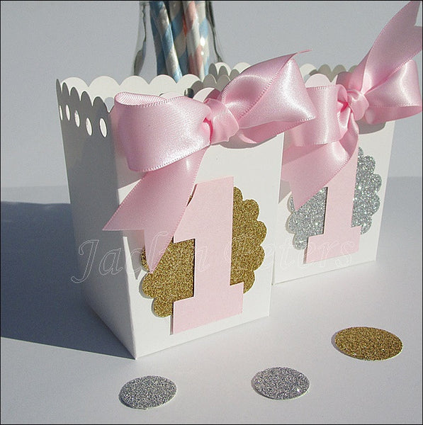 Girls First Birthday Popcorn Favor Boxes – Jaclyn Peters Party