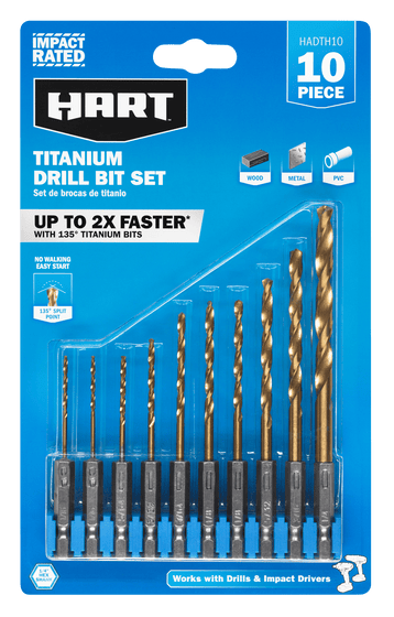 10 PC. Hex Shank Titanium Drill Bit Set