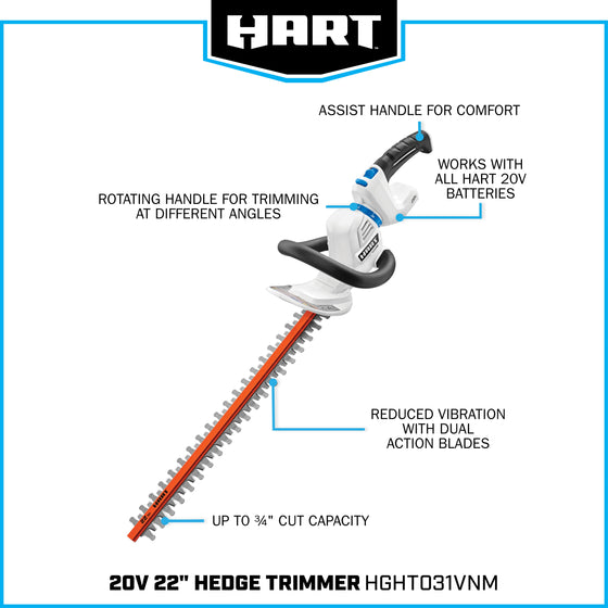 20V 22" Rotating Handle Hedge Trimmer Kit