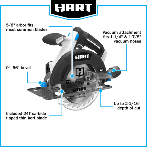 20V 6-1/2" Cordless Circular Saw Kit