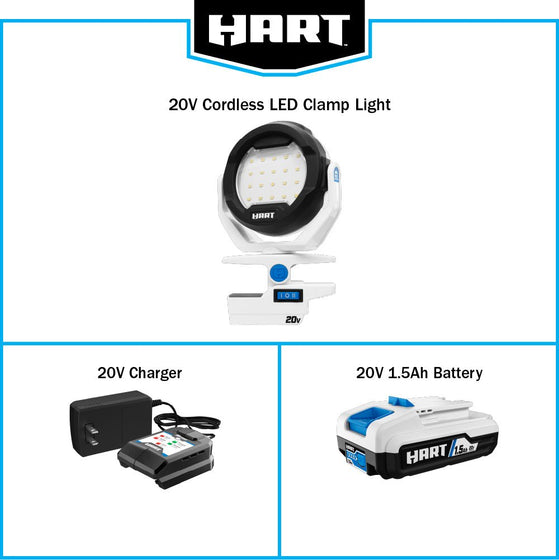 20V Cordless LED Clamp Light Kit