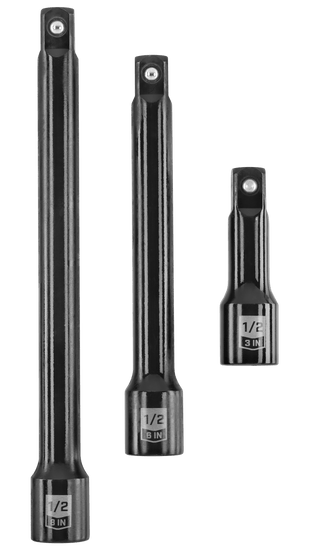 3 PC. 1/2" Drive Impact Extension Bar Set