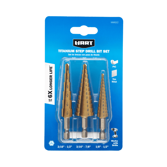 3 PC. Titanium Step Drill Bit Set