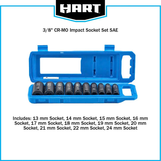 3/8" SAE Cr-Mo Impact Socket Set