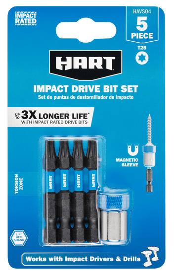 5 PC. Impact Drive Bit Set - T25