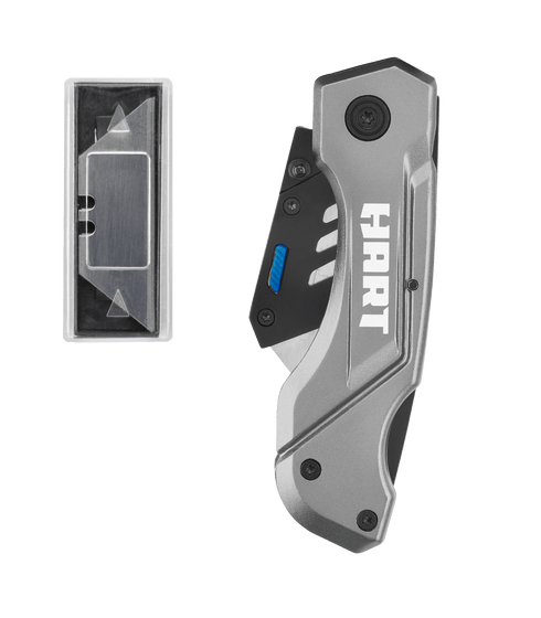 Folding Lock-Back Utility Knife w/ 10 Blades