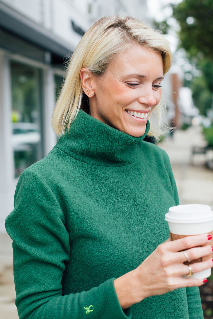 dudley stephens fleece cobble hill turtleneck and asha earrings