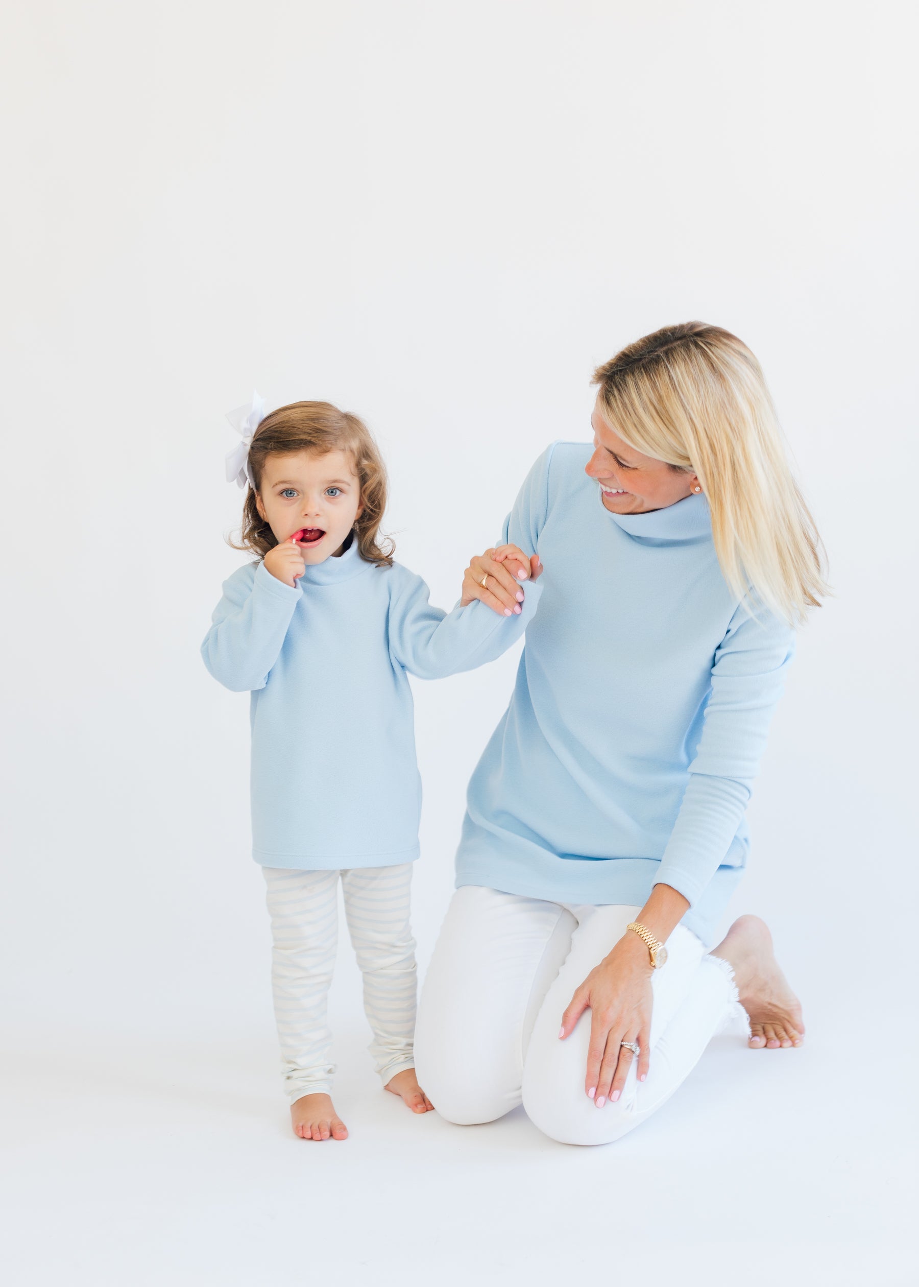 Toddler Turtleneck in Terry Fleece (Ice Blue)