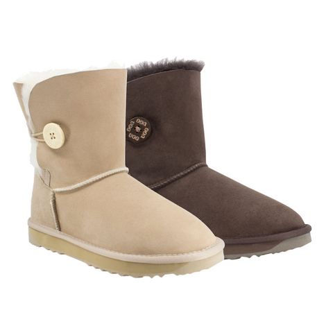 UGG Platinum Short Bailey Button Boot - Australian Made in Chestnut, Grey and Black colours.