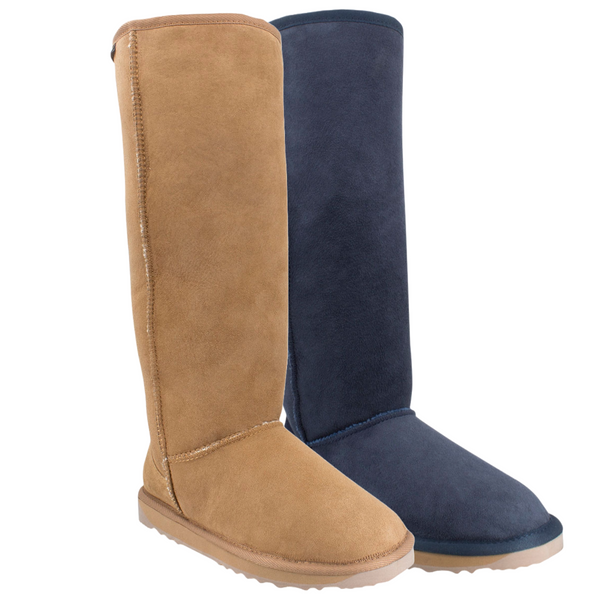 UGG Platinum Knee High Classic Ladies Boot - Australian Made in Chestnut and Navy colours.