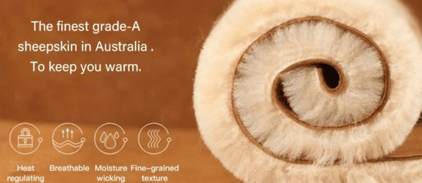 Finest Australian A Grade Sheepskin, Moisture Wicking, Heat Insulating and Breathable