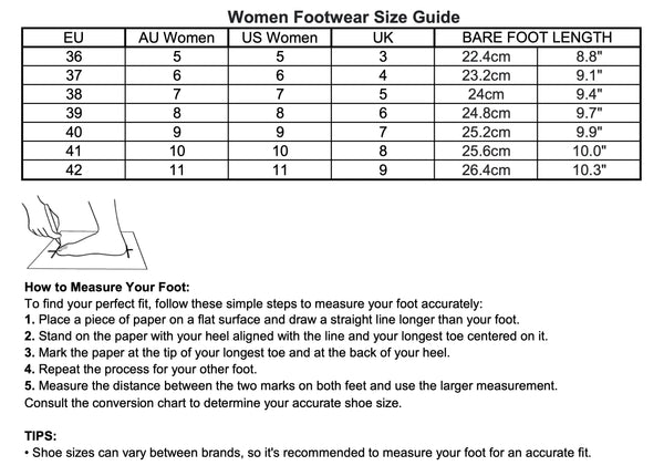 Women Footwear Size Guide Chart at The UGG Barn