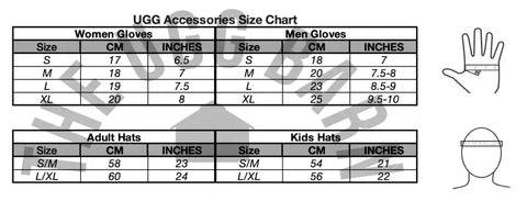 UGG Glove Size Guide Chart by The UGG Barn