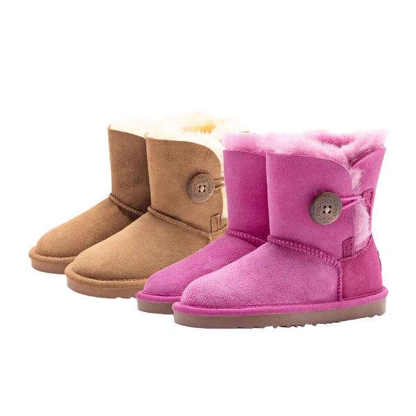 UGG Premium Kids Button Boots in Chestnut and Pink variations