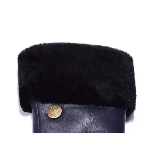 UGG Women Sheepskin Leather Gloves Detail in Navy and Black Colours.