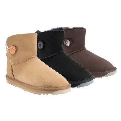 UGG Platinum Mini Bailey Button Boot - Australian Made in Chestnut, Chocolate and Black colours.