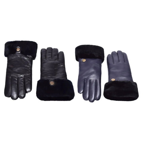UGG Women Sheepskin Leather Nappa Gloves in Navy and Black Colours.