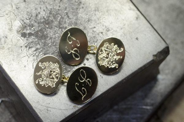 Gold engraved cufflinks