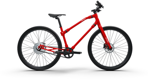 Bold red Essential Boost bike with a durable build and elegant design.