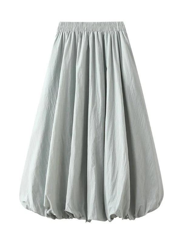 Elastic Waist A - Line Knee Length Bubble Skirt - SHExFAB