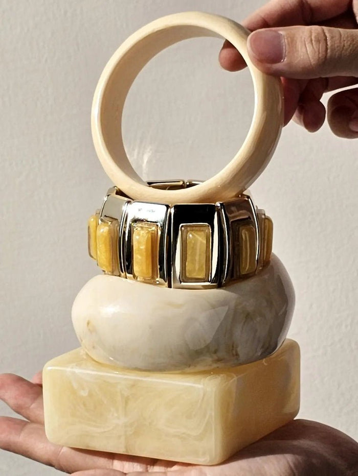 Smooth Square Round Chunky Large Resin Bangles - SHExFAB