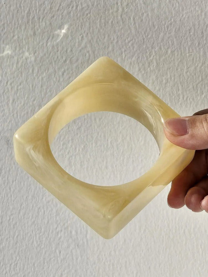 Smooth Square Round Chunky Large Resin Bangles - SHExFAB