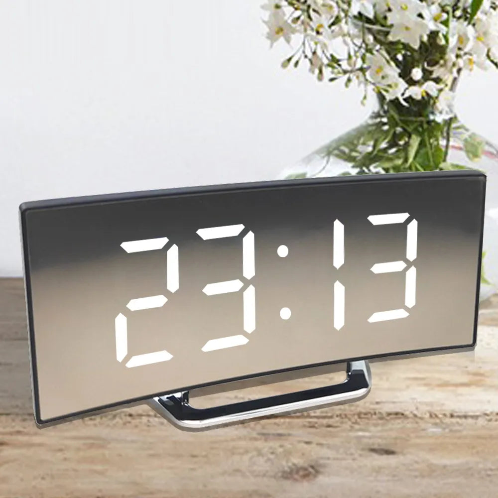 Digital Led Alarm Clock with Curved Screen