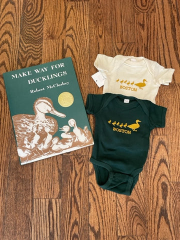 Make Way for Ducklings Book and baby onesie - Best Boston baby gift