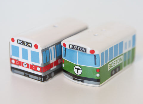 Boston MBTA Subway Train and Trolley Salt and Pepper Shakers