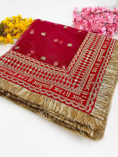 New Ayushmati Bhavah Red Bridal Dupatta's KYMA