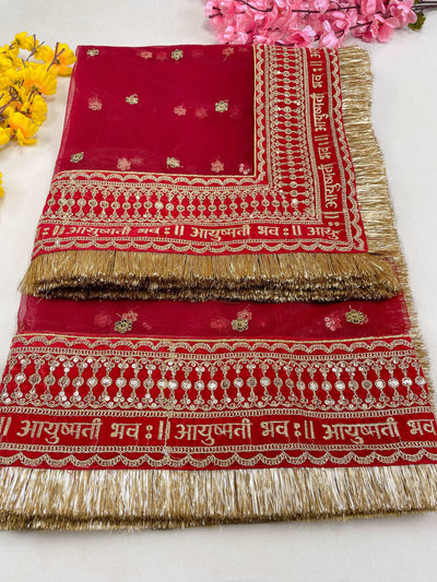 New Ayushmati Bhavah Red Bridal Dupatta's KYMA