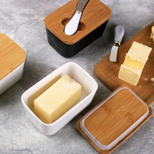 Rectangular Ceramic Butter Storage Jar - BizzyBargains.com - Butter Churner Jar