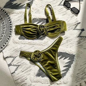 Palm Tree Green Two-Piece Women's Bikini - BizzyBargains.com