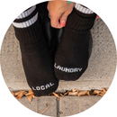 Luxurious bamboo socks featuring a local laundry name