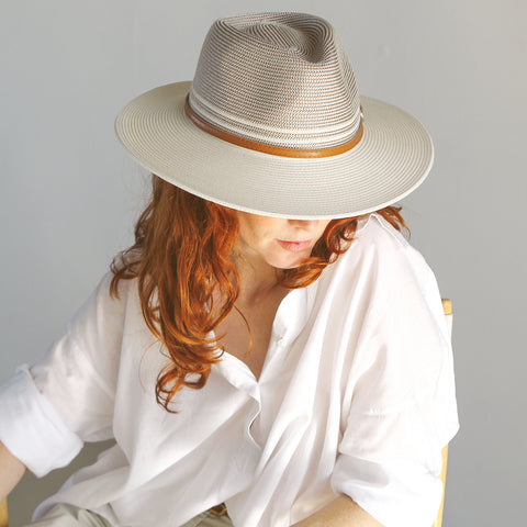 Emthunzini Hats - Bella Fedora - Stone/Ivory - Ladies UPF50+ Sun Hat