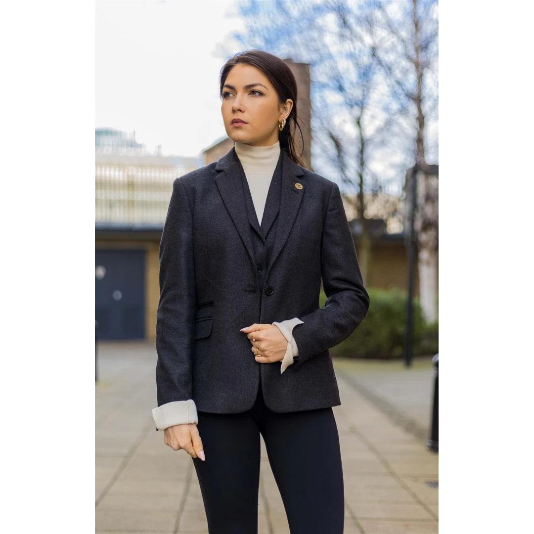 Montreal Ladies Tweed Navy Herringbone Blazer - Tweed Blazers - Uniforms  Canada - Tweed Jackets – Ackermann's Apparel