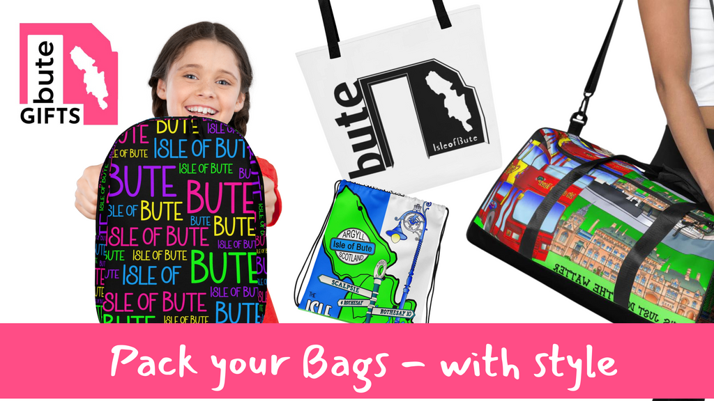 Variety of Bute Gifts bags, rucksacks and dufflebags