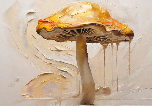 Golden Teacher Mushroom Paint Drip