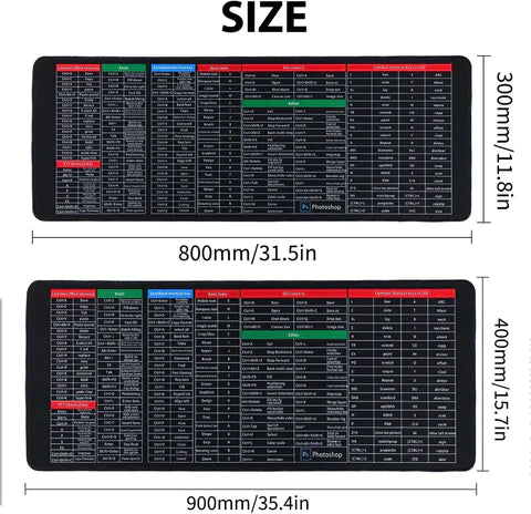 showing the size of the keyboard pad