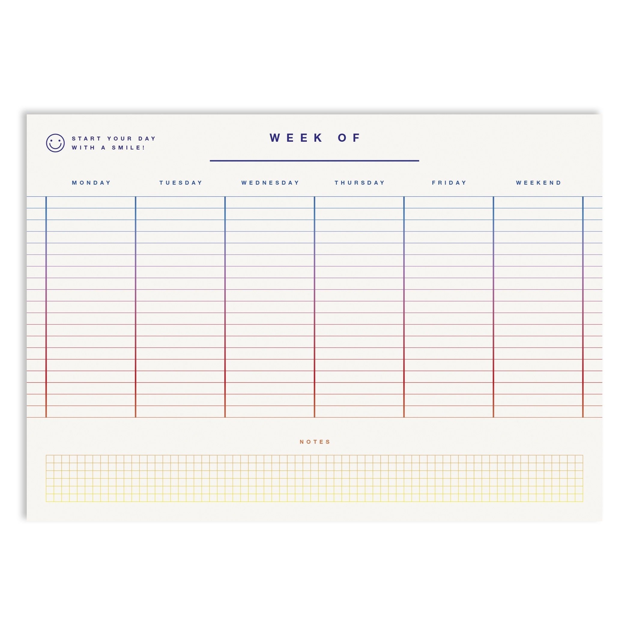 weekly timetable