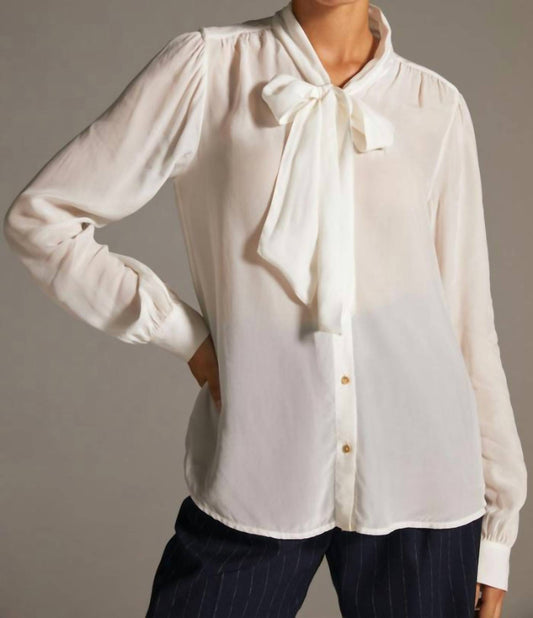 Lightweight Shirt with Ribbon Collar