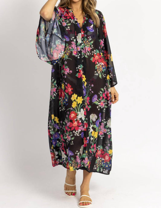 MULTIFLORAL TIE NECK COVERUP MAXI