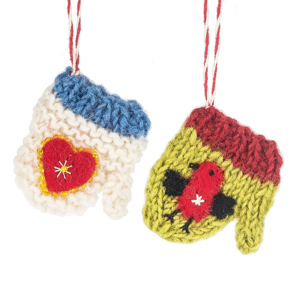 Heartfelt Knit Mitten Ornaments for Tree & Christmas Garland Project