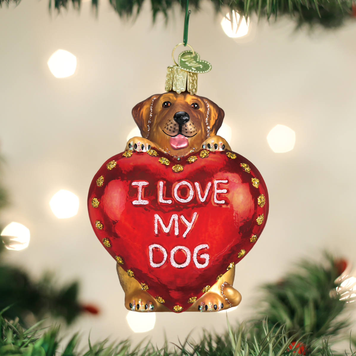 I Love My Dog Ornament - Christmas Ornament - TheHolidayBarn.com