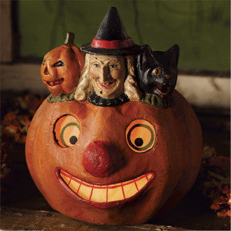 Vintage Halloween Spooks on Pumpkin - TheHolidayBarn.com