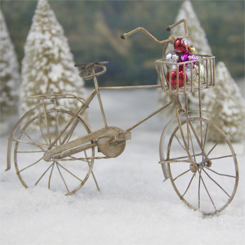 Bicycle with Basket of Ornaments | Tin Bicycle Christmas Ornament ...