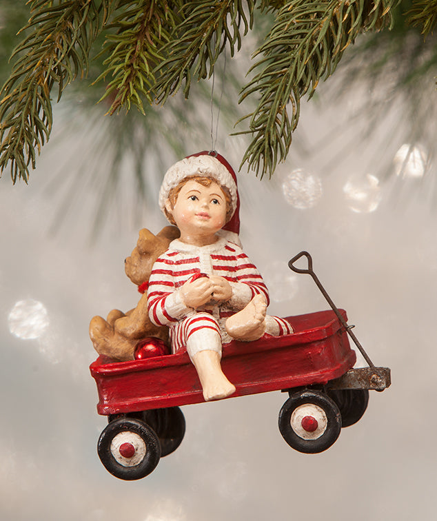 Bethany Lowe Wally In Red Wagon Ornament Christmas 2018 Theholidaybarn Com