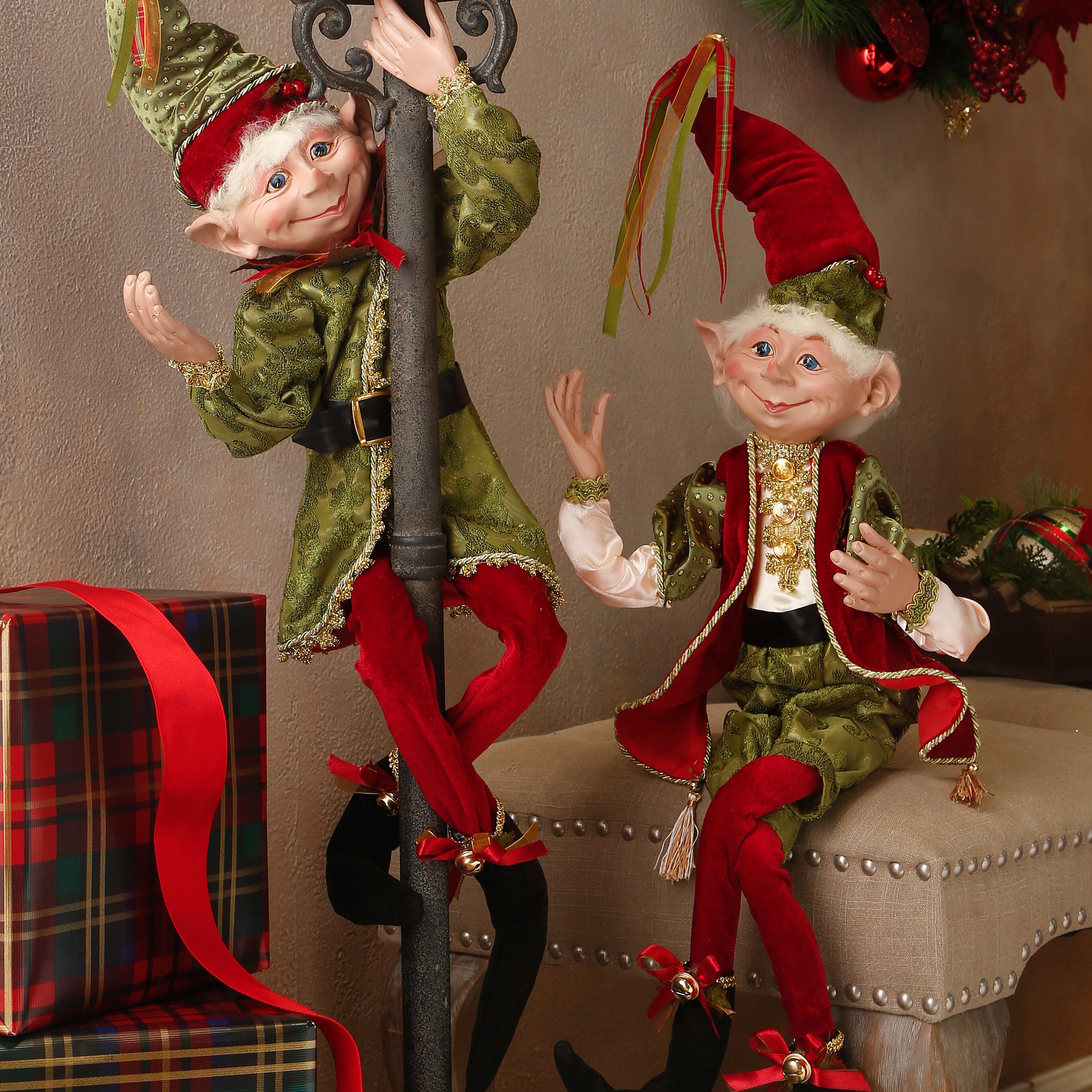 Classic Christmas Elves  Dressed Up Elf Dolls - TheHolidayBarn.com