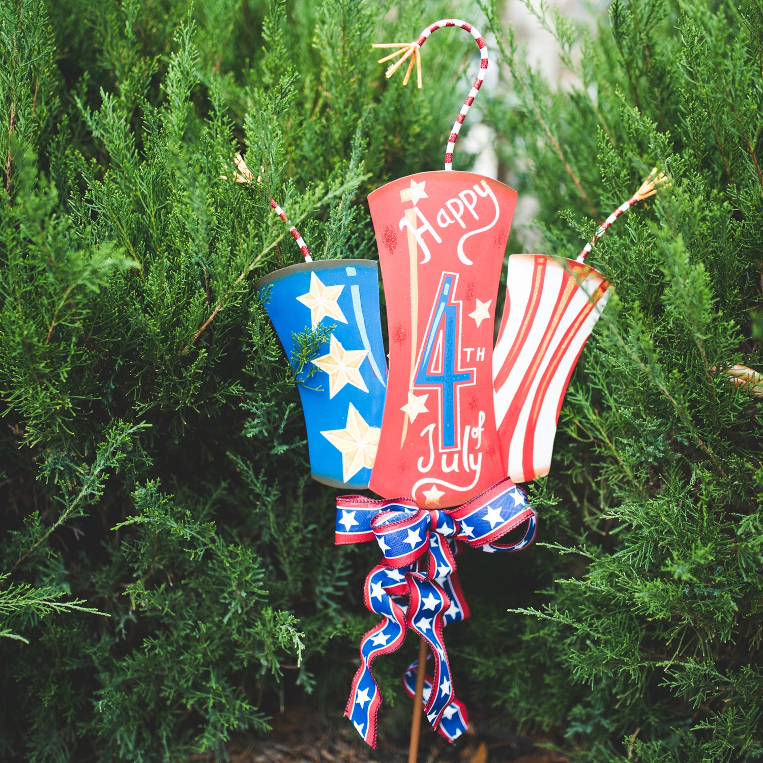 4th of July Firecracker Trio Yard Stake or Hanger | Metal ...